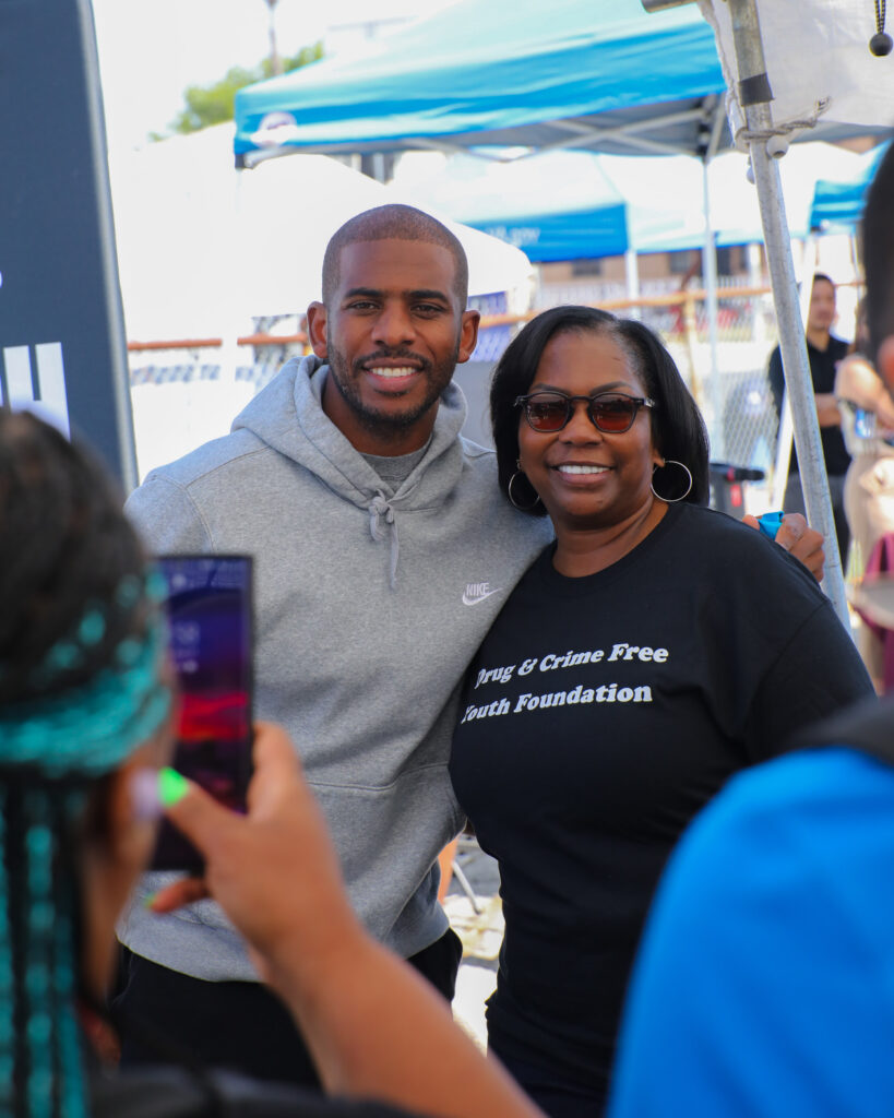 Chris Paul attends the Fanatics Merch Madness giveaway event in Los Angeles, Calif. on June 27, 2023